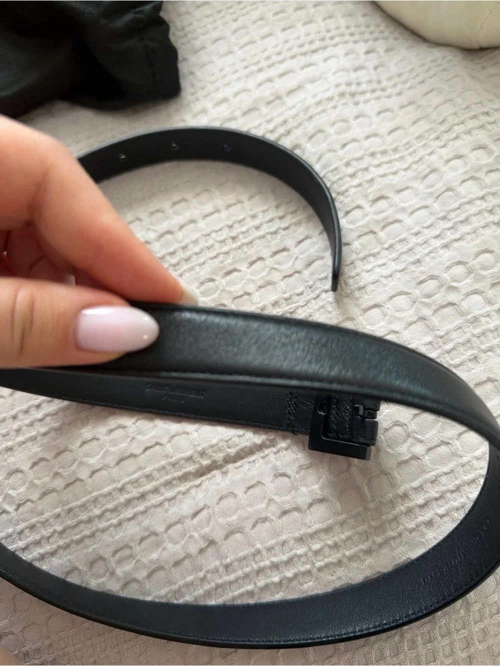 Saint Laurent Black Leather Women’s Belt with Matte Black YSL Hardware